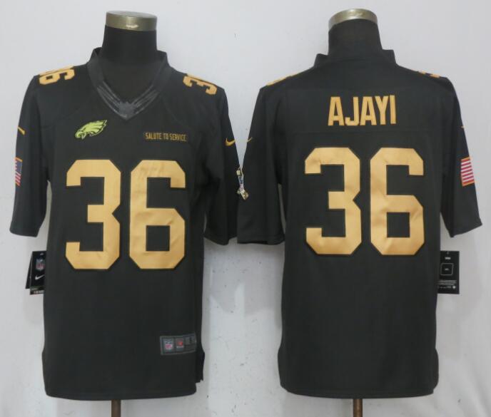 Men Philadelphia Eagles #36 Ajayi Gold Anthracite Salute To Service Nike Limited NFL Jerseys